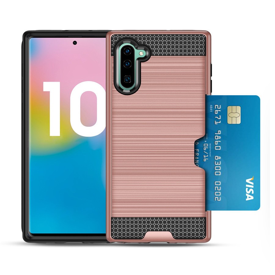 Hybrid Card Slot Anti Shock Case for Samsung Galaxy Note 10 - Rose Golden