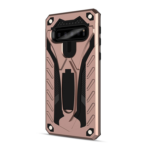 Rugged Defender Case with Kickstand for Samsung Galaxy S10 Plus - Rose Golden