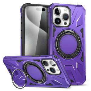 Rugged Dual Layer Case with MagSafe Ring for Apple iPhone 15 Pro Max - Purple