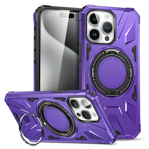 Rugged Dual Layer Case with MagSafe Ring for Apple iPhone 15 Pro Max - Purple