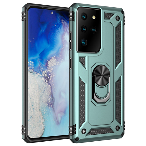 Armor Hybrid Military Case with Ring Kickstand For Samsung Galaxy S21 Ultra 5G - Green