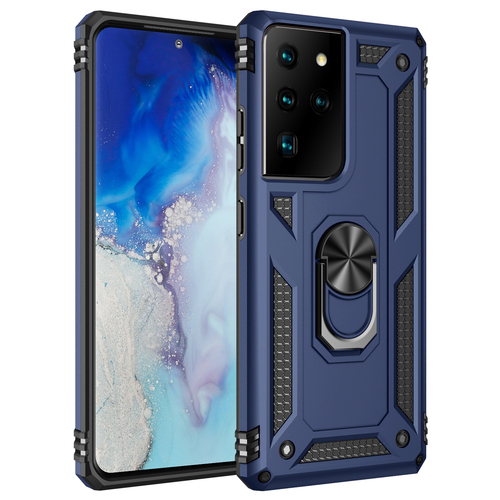 Armor Hybrid Military Case with Ring Kickstand For Samsung Galaxy S21 Ultra 5G - Navy Blue