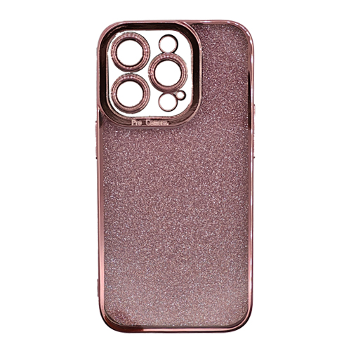 Shiny Glitter with Camera Lens Protection Case for Apple iPhone 14 Pro - Rose Golden