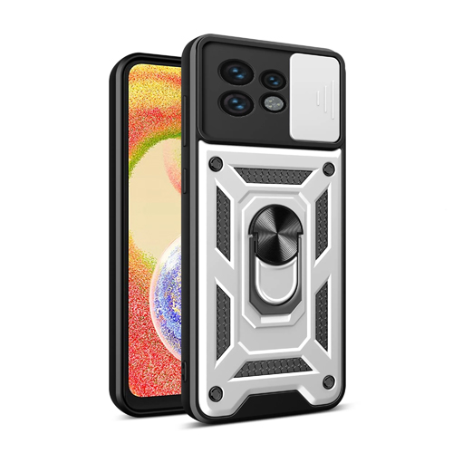 Slide Cover Camera Shield Armor Case for Moto Edge (2023) - Silver