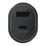 Super Fast Car Charger, Dual Port (45W USB-C & 15W USB-A) with USB-C to USB-C Cable in Retail Packaging - Black