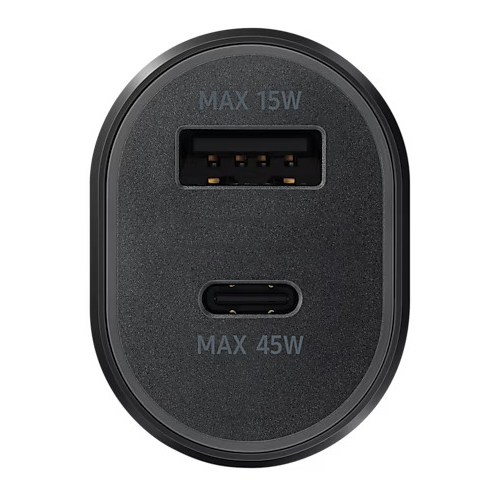 Super Fast Car Charger, Dual Port (45W USB-C & 15W USB-A) with USB-C to USB-C Cable in Retail Packaging - Black