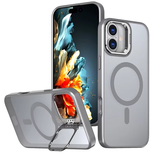 TPU with Magsafe and Lens Holder Case for Apple iPhone 17 - Grey