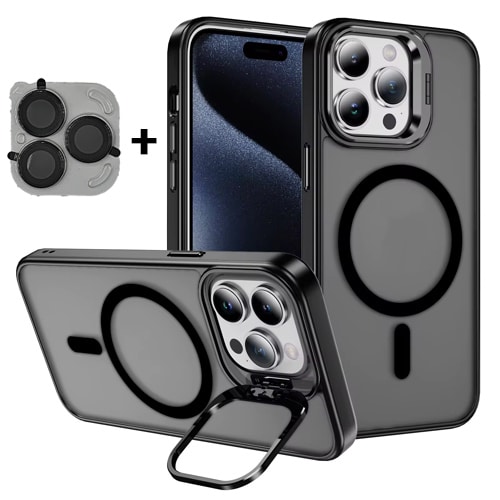 TPU with Magsafe and Lens Holder Case for Apple iPhone 15 Pro - Black
