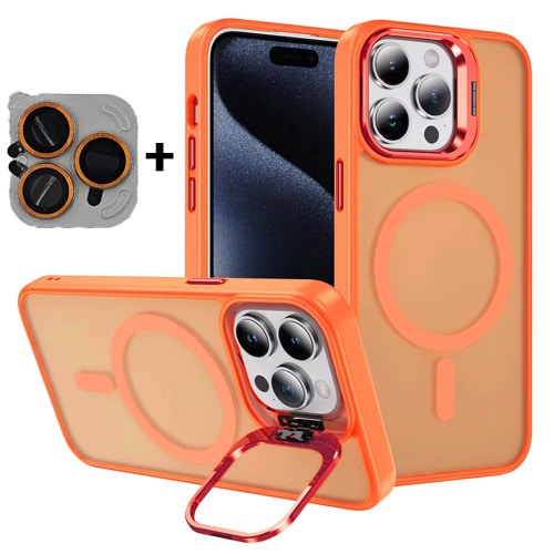 TPU with Magsafe and Lens Holder Case for Apple iPhone 16 - Orange