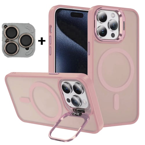 TPU with Magsafe and Lens Holder Case for Apple iPhone 16 Plus - Pink