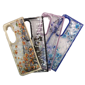 Transparent Case with Colored Flowers for Samsung Galaxy Z Fold 3 / 4 - Purple