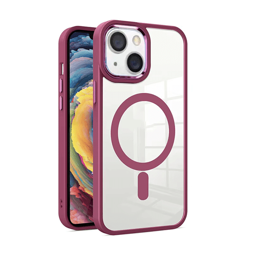 Transparent Shield with Magsafe Case for Apple iPhone 13 / 14 / 15 - Red Wine