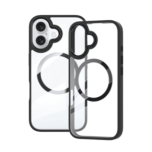 Transparent Shield with Magsafe Case for Apple iPhone 16 - Black