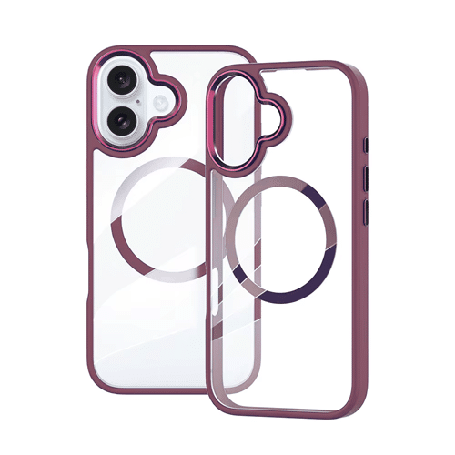 Transparent Shield with Magsafe Case for Apple iPhone 17 Air - Red Wine