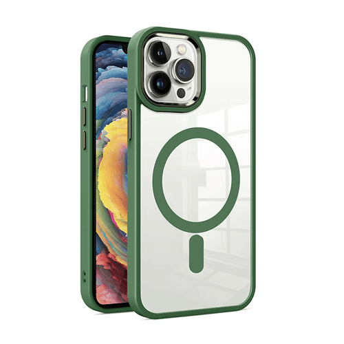 Transparent Shield with Magsafe Case for Apple iPhone 15 Pro - Green