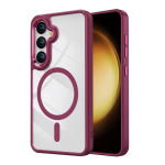 Transparent Shield with Magsafe Case for Samsung Galaxy S25 Edge - Red Wine