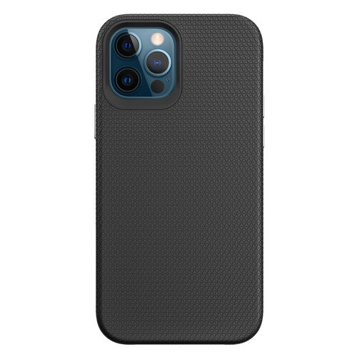 Triangle Shockproof Case with Anti Slip Grains for Apple iPhone 12/12 Pro - Black