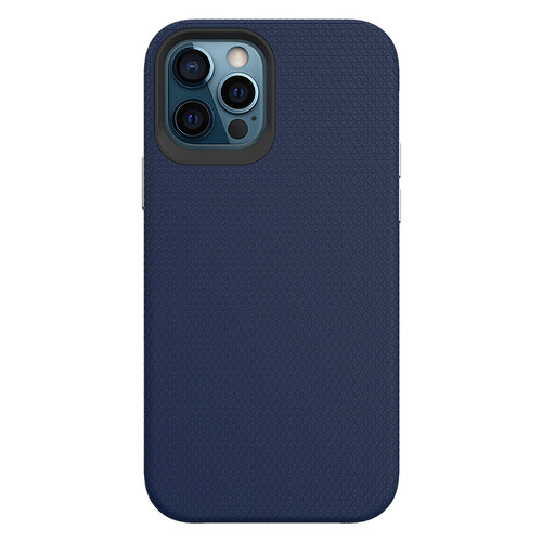 Triangle Shockproof Case with Anti Slip Grains for Apple iPhone 12 Pro Max - Navy Blue
