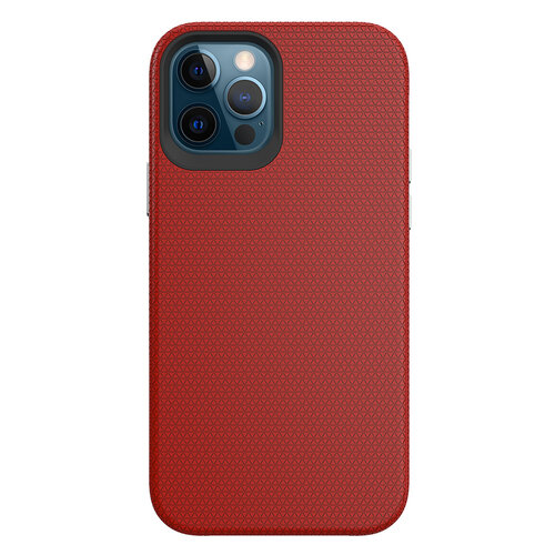 Triangle Shockproof Case with Anti Slip Grains for Apple iPhone 12 Pro Max - Red