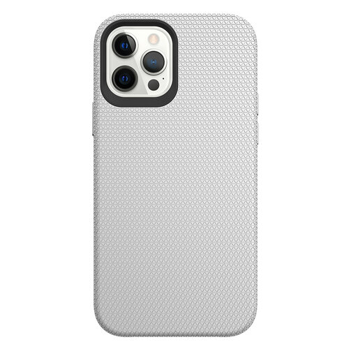 Triangle Shockproof Case with Anti Slip Grains for Apple iPhone 12/12 Pro - Silver
