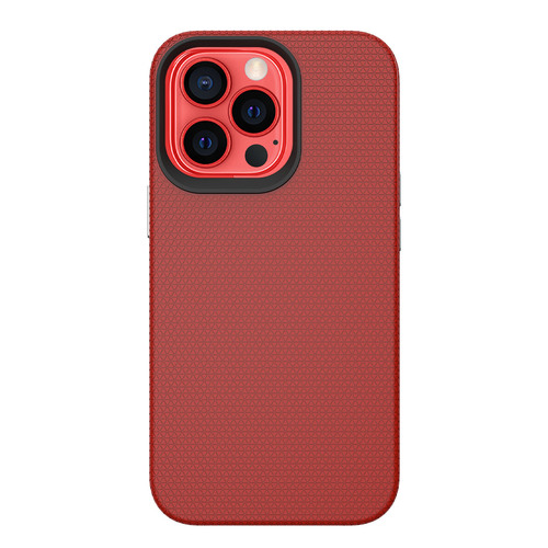 Triangle Shockproof Case with Anti Slip Grains for Apple iPhone 13 Pro / 14 Pro - Red
