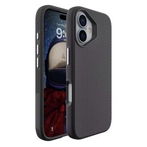 Triangle Shockproof Case with Anti Slip Grains for Apple iPhone 16 - Black