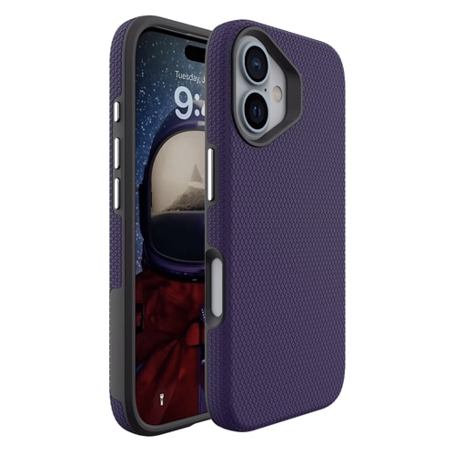Triangle Shockproof Case with Anti Slip Grains for Apple iPhone 17 - Deep Purple
