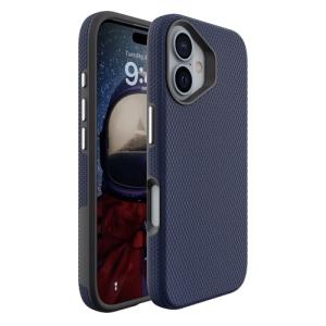 Triangle Shockproof Case with Anti Slip Grains for Apple iPhone 16 - Navy Blue