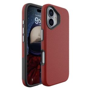 Triangle Shockproof Case with Anti Slip Grains for Apple iPhone 16 Plus - Red