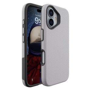 Triangle Shockproof Case with Anti Slip Grains for Apple iPhone 16 - Silver