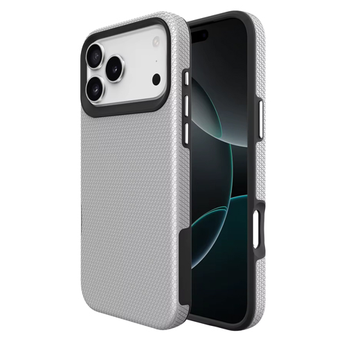 Triangle Shockproof Case with Anti Slip Grains for Apple iPhone 17 Pro - Silver