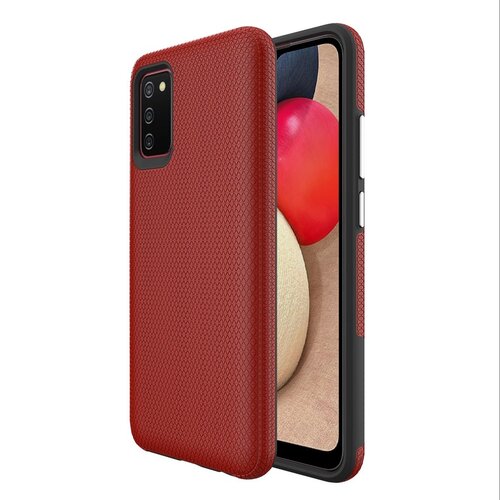 Triangle Shockproof Case with Anti Slip Grains for Samsung Galaxy A02S - Red
