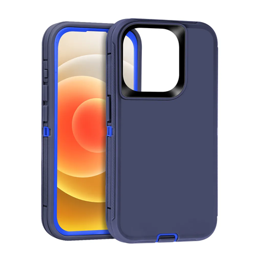 Triple Layer Protection Case & Belt Clip for Apple iPhone 15 - Navy Blue