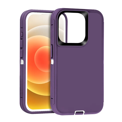 Triple Layer Protection Case & Belt Clip for Apple iPhone 15 Pro - Purple