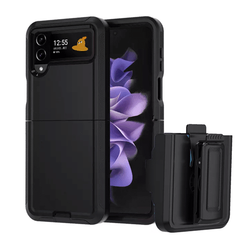 Triple Layer Protection Case & Belt Clip for Samsung Galaxy Z Flip 4 - Black