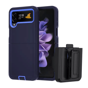 Triple Layer Protection Case & Belt Clip for Samsung Galaxy Z Flip 4 - Navy Blue