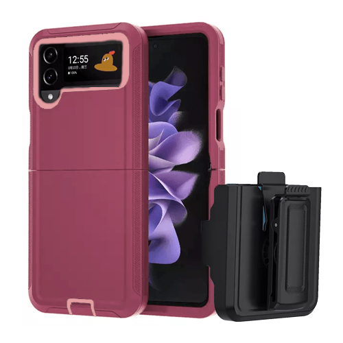 Triple Layer Protection Case & Belt Clip for Samsung Galaxy Z Flip 5 - Wine
