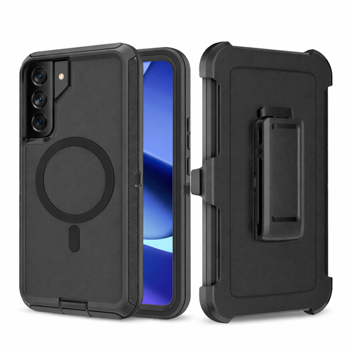 Triple Layer Protection Case & Belt Clip with Magsafe for Samsung Galaxy S24 / S25 - Black