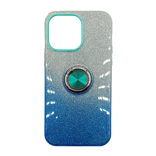 Two Tone Glitter with Kickstand Ring Case for Apple iPhone 15 Pro - Blue