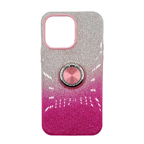 Two Tone Glitter with Kickstand Ring Case for Apple iPhone 11 - Pink