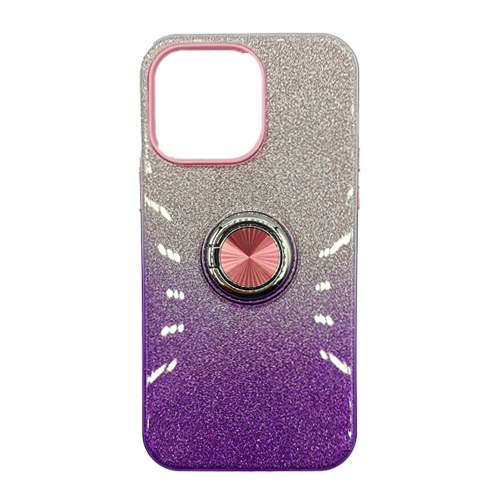 Two Tone Glitter with Kickstand Ring Case for Apple iPhone 14 Plus / 15 Plus - Purple