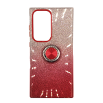 Two Tone Glitter with Kickstand Ring Case for Samsung Galaxy S23 - Red