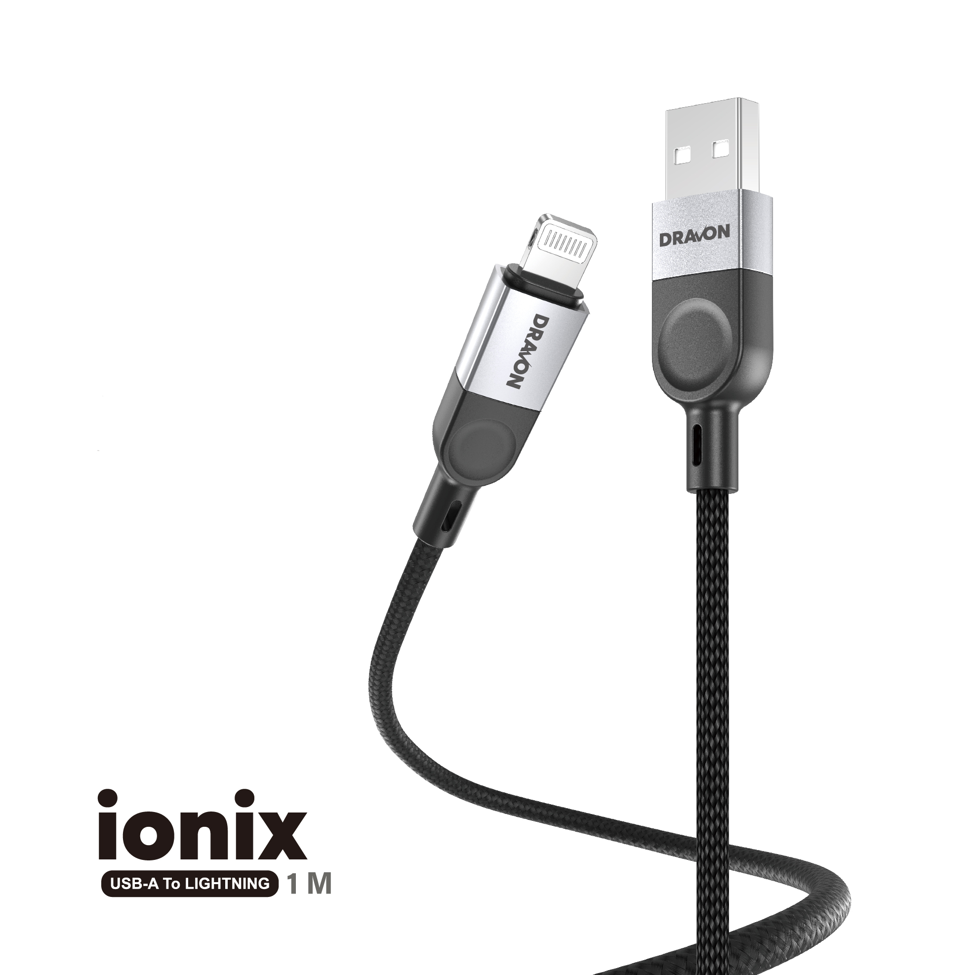 USB to Lightning Cable (DRAVON ionix) (1M) - Black