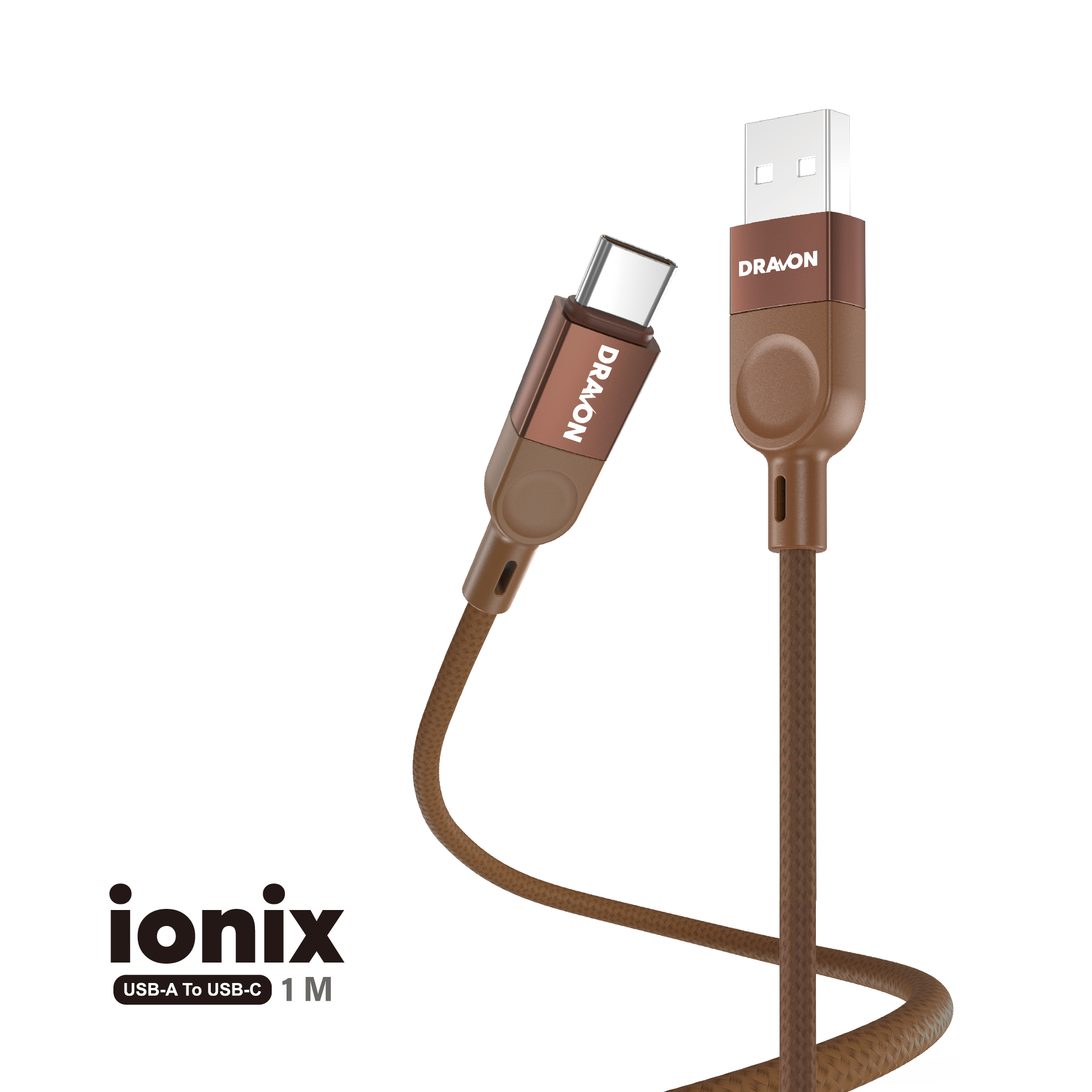 USB to USB-C Cable (DRAVON ionix) (1M) - Brown