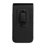 Universal Vertical Leather Belt Pouch with Metal Clip for 6.5" - Black
