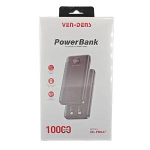 VEN-DENS Power Bank 10000mAh with Built-in Cables Fast Charge VD-PB047 - Black