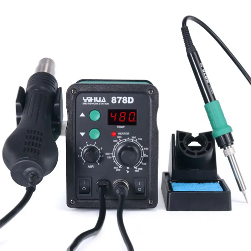 YIHUA 878D Hot Air Gun Slodering Station with 907A Soldering Iron 700W