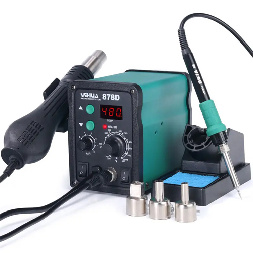 YIHUA 878D Hot Air Gun Slodering Station with 907A Soldering Iron 700W