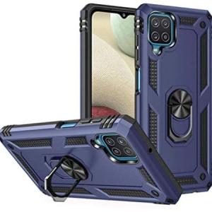 Armor Hybrid Military Case with Ring Kickstand for Samsung Galaxy A12 - Navy Blue