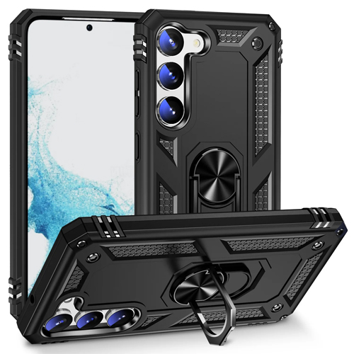 Armor Hybrid Military Case with Ring Kickstand For Samsung Galaxy S23 - Black